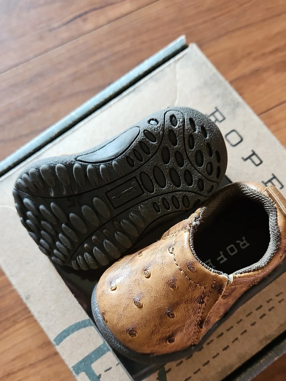 Cowbaby Leather Upper And Sole Boot Roper Toddler Brown Slip-On Shoes